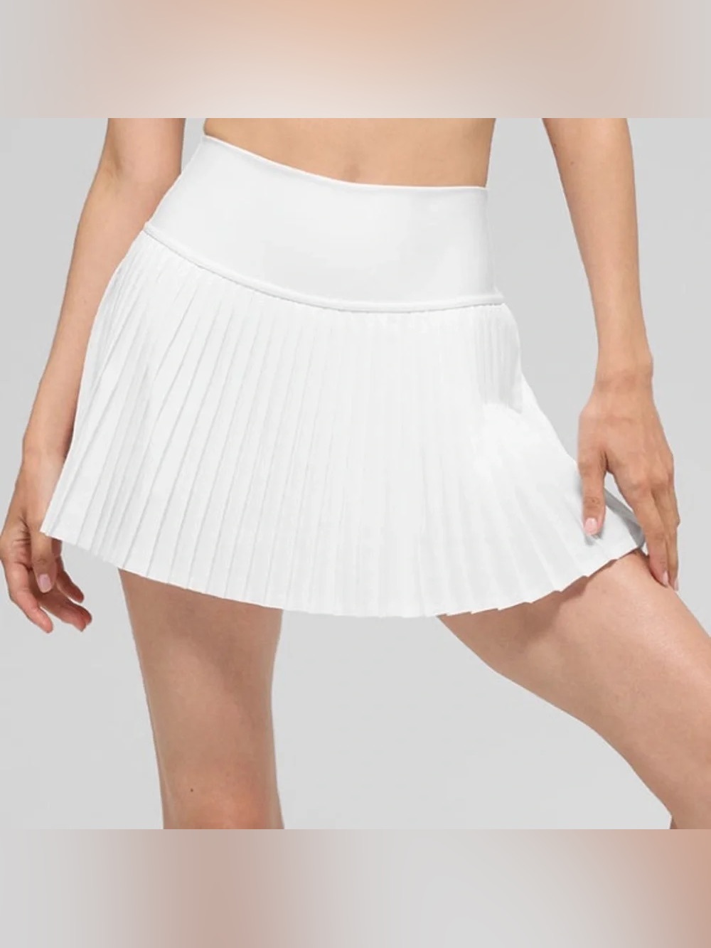 ALO Yoga White Pleated Mini Skirt